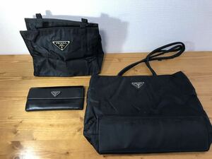 ●5-190 PRADA プラダ トートバッグ ハンドバッグ バッグ かばん 長財布 財布 おまとめ セット 黒 ブラック 
