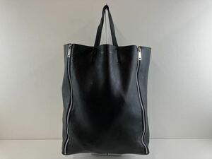 【SM1043】 CELINE セリーヌ ホリゾンタルカバ ガゼット トートバック ハンドバック シースルー ブラック 黒 サイドジップ レザー バック