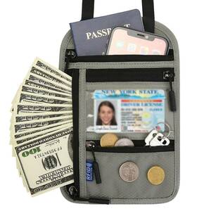 【特価セール】パスポートカバー 軽量 セキュリティポーチ 多機能 大容量 スキミング防止 海外旅行 便利グッズ RFID 首掛け 