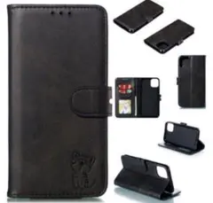IPhone 12 Pro Max 手帳型ケース 携帯ケース ねこ  黑色