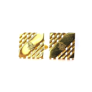 ディオール Dior カフスボタン スクエア スウィヴル式 T字型 ロゴ ゴールドカラー /KW ■GY18 メンズ