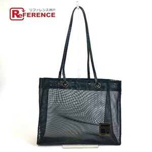 FENDI フェンディ ロゴ メッシュ トートバッグ ナイロン/レザー ブラック レディース【中古】