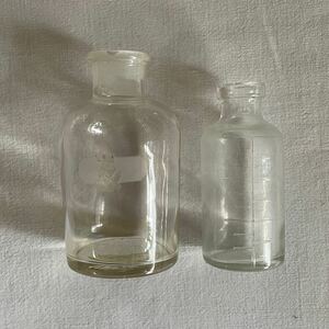 昭和 ガラス 瓶 小瓶 ボトル 透明 2点 Japanese vintage small bottles