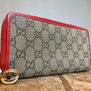 1円【美品】 GUCCI グッチ マーモント GG ウォレット メンズ レディース 財布 インターロッキング ロングウォレット