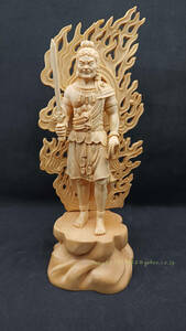 新作 不動明王 立像 総檜材 木彫仏像 仏教美術 仏壇仏像 守り本尊 祈る 厄除け 精密細工 高さ28cm