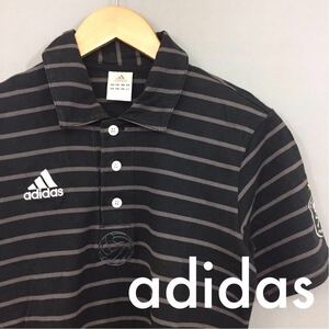 アディダス adidas オーランド パイレーツ サッカー FC ポロシャツ 半袖 ボーダー ブラック メンズ Mサイズ 南アフリカ共和国 ～◇