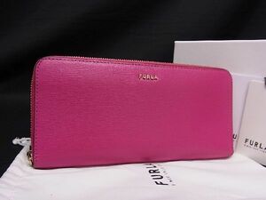 ■新品同様■ FURLA フルラ レザー ラウンドファスナー 長財布 ウォレット 小銭入れ 札入れ レディース ピンク系 AQ3360