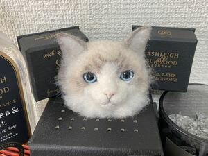 Ryan☆羊毛フェルト☆ブローチorマグネット☆長毛猫☆ねこ☆ハンドメイド☆サバトラ猫