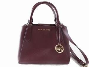 1円　極美品　マイケルコース　MICHAEL KORS　★　２way ハンドバッグ　ショルダーバッグ　★　ボルドー　レザー　5009