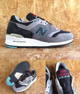 26cm USA製 M997CGB ニューバランス New Balance US8 レザー アメリカ製 M991 MR993 M1300 M990 復刻モデル M1400 GRAY BLACK スエード