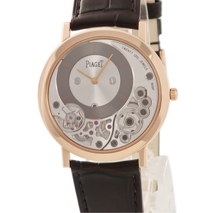 【3年保証】 ピアジェ アルティプラノ G0A39110 K18PG無垢 スケルトン オフセンター グレー 世界最薄 手巻き メンズ 腕時計