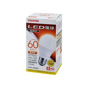 東芝 LED電球 E26 60W形相当 電球色｜LDA7L-G/K60V1R 16-0649