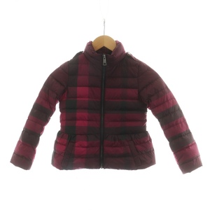 バーバリー チルドレン BURBERRY CHILDREN ダウンジャケット 長袖 チェック ジップアップ ギャザー 6Y 116cm ピンク ■GY18 /MQ キッズ