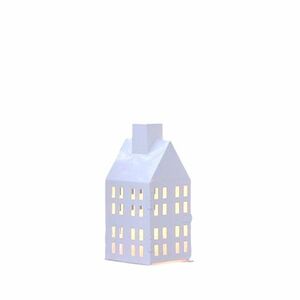 キャンドルホルダー 煙突が付いたハウス型 たくさんの小窓 シンプル ホワイトカラー 北欧風 (小)