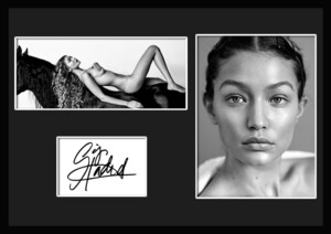 10種類!Gigi Hadid/ジジ・ハディッド/ファッションモデル/リアリティ/サインプリント&証明書付きフレーム/BW/モノクロ/ディスプレイ(9-3W）