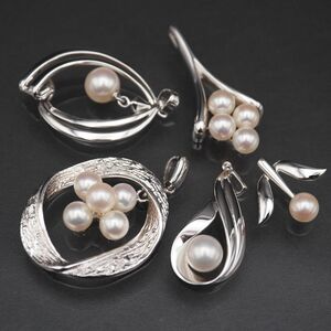 Y800 お得 1円 MIKIMOTO ミキモト あこや真珠 パール ペンダント トップ S刻印 シルバー チャーム 5点 おまとめ セット