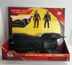 Spin Master DC The Flash BATMOBILE + Young Barry & Batman 4” Figs. New & Sealed 海外 即決