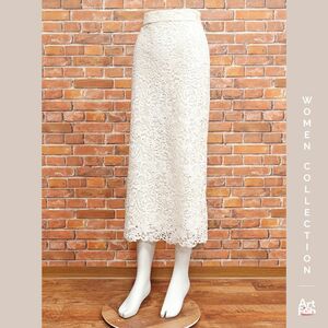 1円/春夏/ERMANNO SCERVINO/IT40サイズ/レース タイトスカート イタリア製 インポート エルマンノシェルビーノ 新品/アイボリー/iz248/