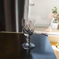 大正ガラス ワイングラス  アンティークカットグラス リキュールグラス 工芸品