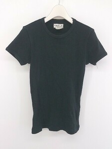 ◇ agnes b. HOMME コットン100% リブクロップド 半袖 Tシャツ カットソー サイズ0 ブラック メンズ P