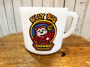 USA製 Vintage Fire-King/ファイヤーキング 企業物 SHOWBIZ PIZZA PLACE BILLY BOB マグカップ アドマグ コレクション ミルク Dハンドル