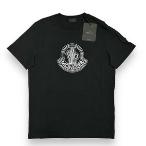 新品 XLサイズ MONCLER フェードアウト ロゴ プリント Tシャツ ブラック モンクレール