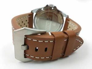 ミリタリー腕時計ベルト 本革レザー ウォッチバンド 通気 バネ棒付属 22mm ブラウン