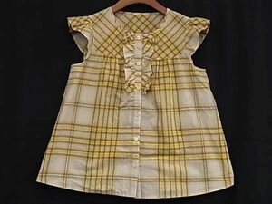 1円 ■美品■ BURBERRY バーバリー コットン100％ ノースリーブ トップス 表記サイズ150A 洋服 キッズ ベージュ系×イエロー系 FB0186