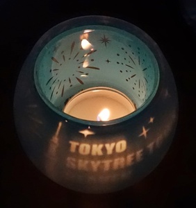 【デッドストック/4箱組】 東京スカイツリーのシルエットローソク カメヤマ ろうそく 蝋燭 グラス TOKYO SKYTREE TOWN HEAVEN 非常 停電 