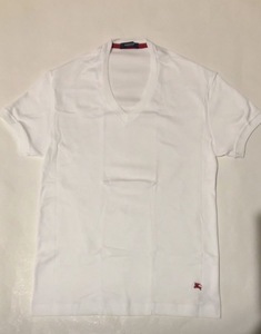 【新品未使用品】 BURBERRY バーバリー Vネック Tシャツ カットソー ストレッチ ホワイト サイズM