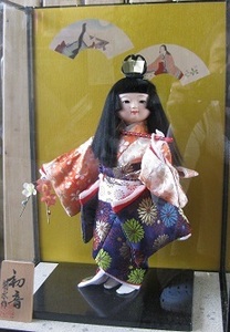 　日本人形　わらべ人形　初音　菊水作　ガラスケース入り　中古品　ひな祭り