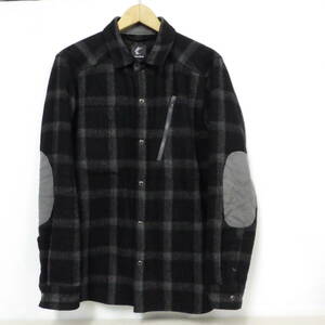 ティートンブロス TETON BROS　ウールシャツ　Mサイズ　チェック　ブラック×グレー　毛七　尾州　Farallon Shirt　メンズ　TB223-80M