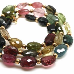◆K18 天然トルマリンネックレス◆A 約16.5g 約41.5cm tourmaline jewelry necklace jewelry ジュエリー EA3/EA8