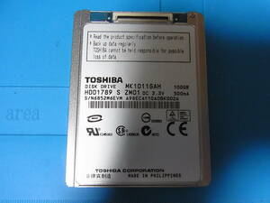 Toshiba MK1011GAH　100GB 1.8inch(ZIF/LIF) IDE/100★使用時間1531時間★