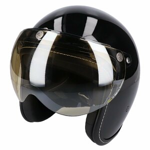 スモールジェットヘルメット シールドセット ブラック フリーサイズ 開閉式シールド フラッシュミラークリア VT-10