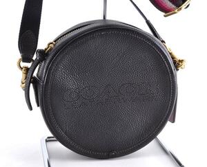 美品 COACH コーチ キアサークル C3427 ショルダーバッグ 肩掛けかばん レザー 革 キャンバス ブラック 黒 ピンク レディース 女性 KM1254