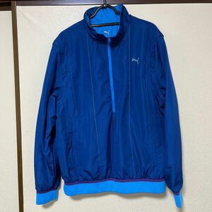 【プーマ】PUMA　２WAYハーフジップジャケット（リバーシブル）　L　ネイビー（紺）：ブルー（青）