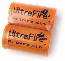 UltraFire　保護無し XSL 18350 1200mAh リチウムイオン充電池2本