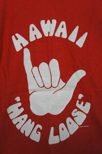 【未使用品】80年代 Hanes BEEFY Tシャツ ハワイ HAWAII HANG LOOSE ハングルーズ レッド アカ S デッドストック ヴィンテージ USA製
