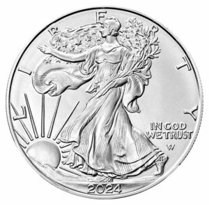 【ご紹介します！】アメリカ2024年★通称イーグル・ 自由の女神★ウオーキングリバティ銀貨1oz 純銀貨 31.1g 新イーグルの図案が素敵です