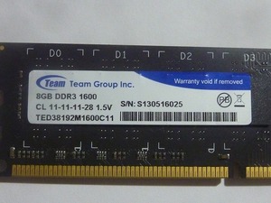 Team Group inc. 8GB DDR3 1600 CL 11-11-11-28 1.5V 201305004381