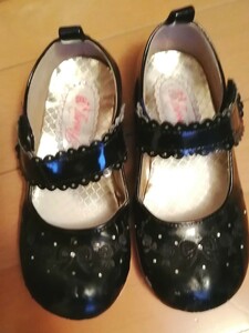 １５ｃｍ　黒　フォーマル　シューズ　靴リボン