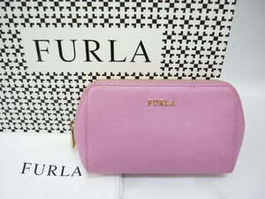 美品 FURLA フルラ ポーチ ピンク コスメ メイク ケース 付属品あり 化粧ポーチ