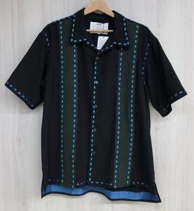 AMOK アモク LASER STITCH SHIRT レーザーステッチシャツ 半袖シャツ [231021] ブラック ブルー 日本製 メンズ ユニセックス [サイズ:S]