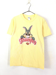 レディース 古着 90s USA製 Disney 「Thumper」 バンビ とんすけ キャラクター 両面 Tシャツ S 古着