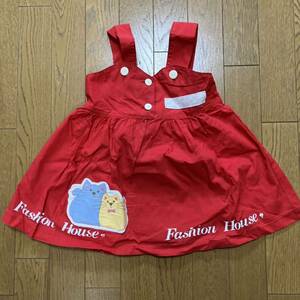 ワンピース ノースリーブワンピース ジャンパースカート　赤　レトロ　古着　女の子 110 日本製