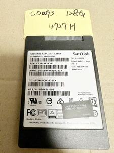 SD0293【中古動作品】SunDisk 内蔵 SSD 128GB /SATA 2.5インチ動作確認済み 使用時間4727H