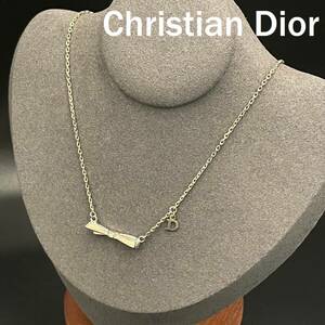 【人気】Christian Dior / クリスチャンディオール ネックレス シルバー リボン アクセサリー/CYB78-20