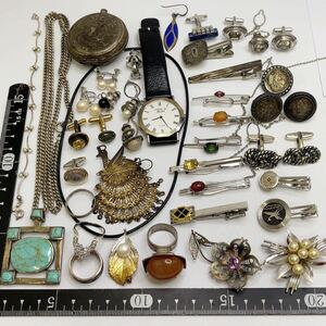 1円 シルバーアクセサリーまとめ 大量セット 約304g ネックレス ブローチ 指輪 ブレスレット 腕時計 等 シルバー SIVER/925 刻印 中古品