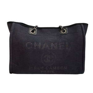 シャネル CHANEL ドーヴィルチェーントート A67001 ネイビー キャンバス トートバッグ レディース 中古